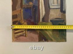 Peinture Huile Sur Carton 1920 Intérieur Meuble Ancien Old Original Painting Art