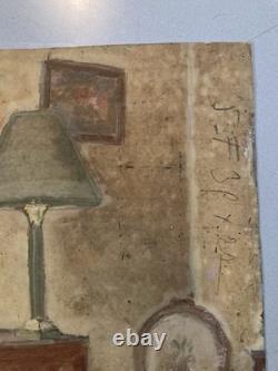 Peinture Huile Sur Carton 1920 Intérieur Meuble Ancien Old Original Painting Old