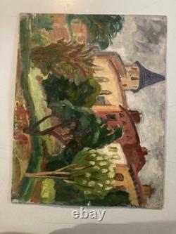 Peinture Huile Sur Carton 1920 Intérieur Meuble Ancien Old Original Painting Old