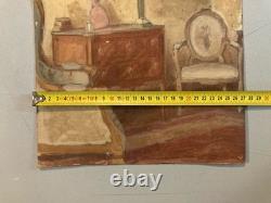 Peinture Huile Sur Carton 1920 Intérieur Meuble Ancien Old Original Painting Old