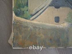 Peinture Huile Sur Toile Ancien Village De Montagne Pyrenees Ariege Deco 8f