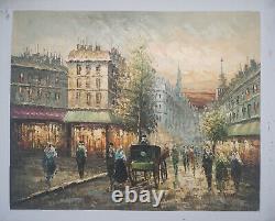 Peinture Huile Sur Toile Ancien Ville De Paris