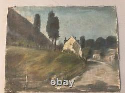 Peinture Huile Sur Toile Maison Paysage Arbre Bretagne 1930 Ancien A Identifier