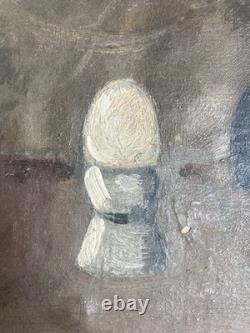 Peinture Huile Sur Toile Ouf Coquetier Coque Surréaliste Surréalisme 1930 Ancien