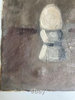 Peinture Huile Sur Toile Ouf Coquetier Coque Surréaliste Surréalisme 1930 Ancien