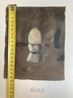 Peinture Huile Sur Toile Ouf Coquetier Coque Surréaliste Surréalisme 1930 Ancien