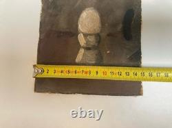 Peinture Huile Sur Toile Ouf Coquetier Coque Surréaliste Surréalisme 1930 Ancien