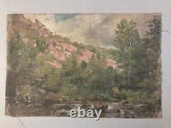 Peinture Huile Sur Toile Paysage Arbre 1920 Impressionniste Ancien A Identifier