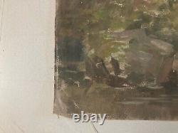 Peinture Huile Sur Toile Paysage Arbre 1920 Impressionniste Ancien A Identifier