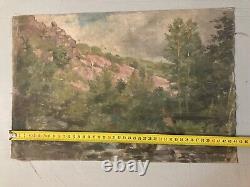 Peinture Huile Sur Toile Paysage Arbre 1920 Impressionniste Ancien A Identifier