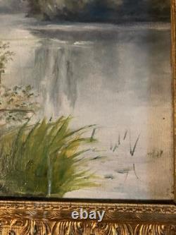Peinture Huile Sur Toile Paysage Arbre XIXe Impressionniste Ancien Painting Old