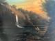 Peinture Huile Sur Toile Peche Pêcheur Rivière À Identifier Paysage Xixe Ancien