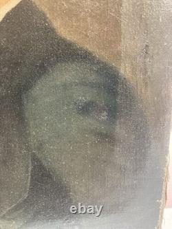 Peinture Huile Sur Toile Portrait XIXe Enfant Restauration Art Ancien Hst 1850