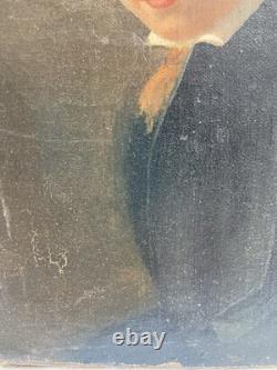 Peinture Huile Sur Toile Portrait XIXe Enfant Restauration Art Ancien Hst 1850