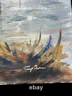Peinture Huile Sur Toile Tableau Ancien CYTERE Marine Bateau Voile ADOUR