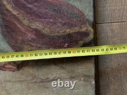 Peinture Huile Sur Toile XVIIIe Ancien Portrait Sainte Barbe Ursule Ruines Art