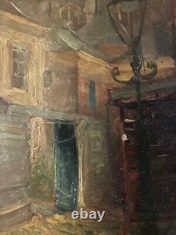 Peinture Huile Toile Paysage Rue 1900 Impressionniste Ancien Signé A Identifier