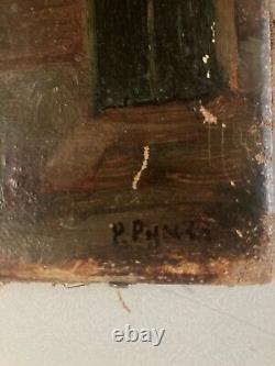 Peinture Huile Toile Paysage Rue 1900 Impressionniste Ancien Signé A Identifier