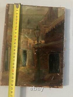 Peinture Huile Toile Paysage Rue 1900 Impressionniste Ancien Signé A Identifier