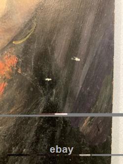 Peinture Huile sur panneau femme Gitane portrait 1950 Ancien Old Painting Art XX
