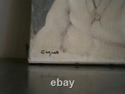 Peinture Huile sur toile 5F Portrait enfant Bébé garçon déco 1930-50 Ancien