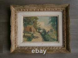 Peinture Huile sur toile Alger 1950 décor Paysage Jardin Hamman Righa Ancien