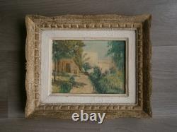 Peinture Huile sur toile Alger 1950 décor Paysage Jardin Hamman Righa Ancien