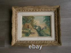 Peinture Huile sur toile Alger 1950 décor Paysage Jardin Hamman Righa Ancien