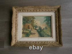 Peinture Huile sur toile Alger 1950 décor Paysage Jardin Hamman Righa Ancien