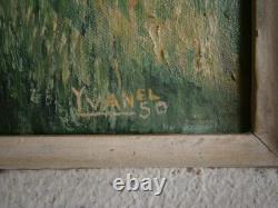 Peinture Huile sur toile Alger 1950 décor Paysage Jardin Hamman Righa Ancien