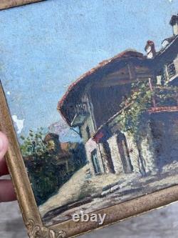 Peinture Miniature Italie XIXeme Ancien Huile Sur Toile HST Napoléon III