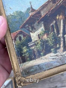Peinture Miniature Italie XIXeme Ancien Huile Sur Toile HST Napoléon III