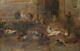 Peinture Tableau Ancien Huile Sur Toile Xixème, Basse-court, Poules, Animaux