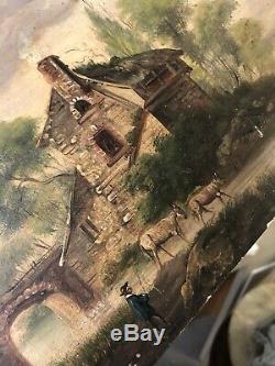 Peinture XIXeme Ancien École Française French Painting Huile sur Panneau ne