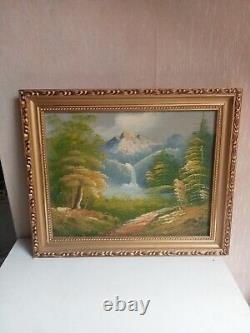 Peinture a l'huile sur toile ancienne 31cm x 26 cm