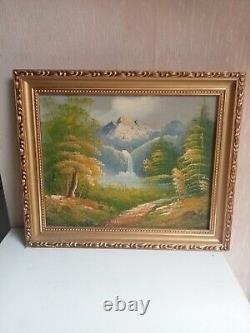 Peinture a l'huile sur toile ancienne 31cm x 26 cm