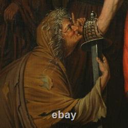 Peinture ancien tableau huile sur toile Macbeth Prophéties des sorcières 800