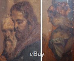 Peinture ancienne Christ St Barnabé Peinture sur bois esquisse proche Goya