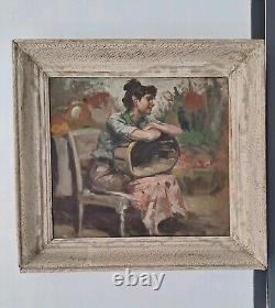 Peinture ancienne Hsp scène féminin femme tableau encadré Richard DURANDO TOGO