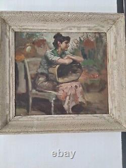Peinture ancienne Hsp scène féminin femme tableau encadré Richard DURANDO TOGO
