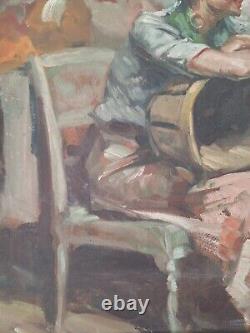 Peinture ancienne Hsp scène féminin femme tableau encadré Richard DURANDO TOGO