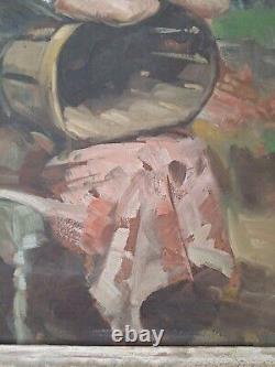 Peinture ancienne Hsp scène féminin femme tableau encadré Richard DURANDO TOGO