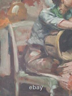 Peinture ancienne Hsp scène féminin femme tableau encadré Richard DURANDO TOGO