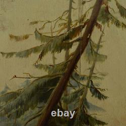 Peinture ancienne à l'huile sur bois de 1890 Faucon 60x42 cm