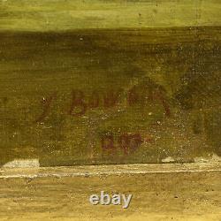 Peinture ancienne à l'huile sur toile daté 1897 Paysage de Venise 66 x 45 cm