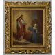 Peinture Ancienne à L'huile Sur Toile De 1870 Jésus-christ Apparaît 59x53 Cm