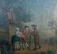 Peinture Ancienne à L Huile Sur Toile Grand Tableau Charmante Scene De Genre