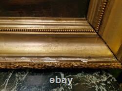 Peinture ancienne huile sur toile Enfant Jouant Aux Dominos