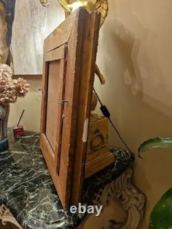 Peinture ancienne huile sur toile Enfant Jouant Aux Dominos