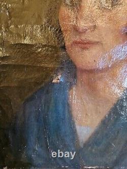 Peinture ancienne huile sur toile Reprs Un Portrait De Femme Signée